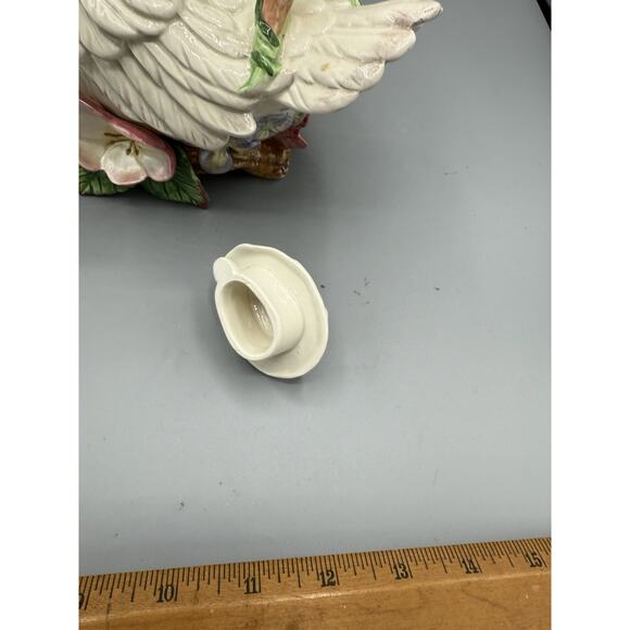 Fitz & Floyd Classics Duck Goose Teapot Mother & Baby Floral Ceramic 10” - Picture 6 of 9